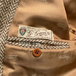 Vintage Gucci Blazer/Jacket wool tweed with leather trim